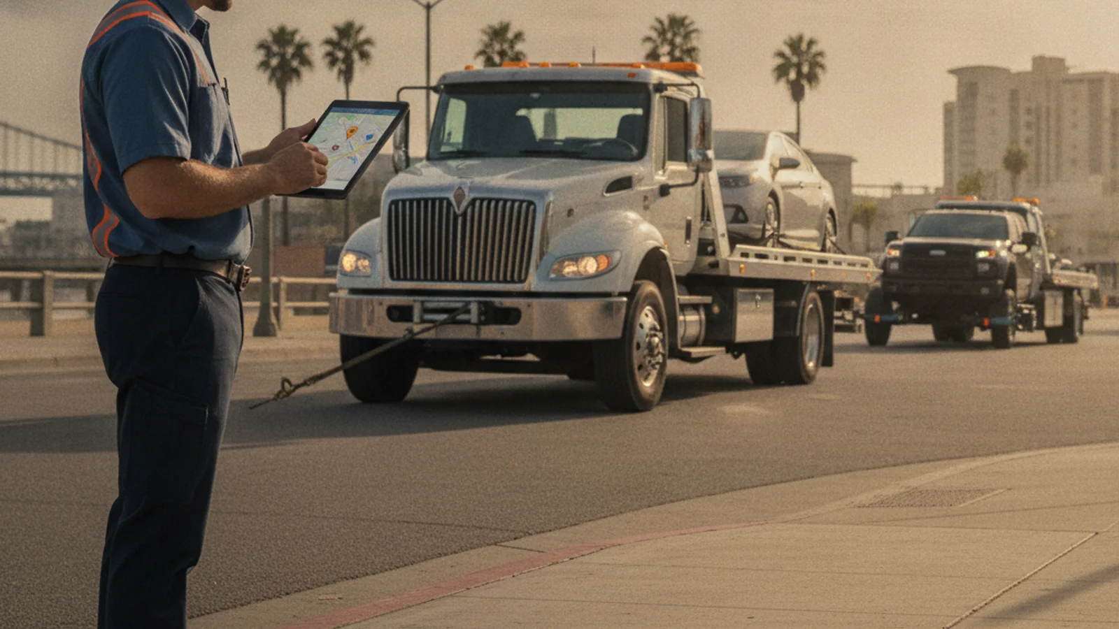 A car owner checking an online vehicle locator to find their towed car in San Diego