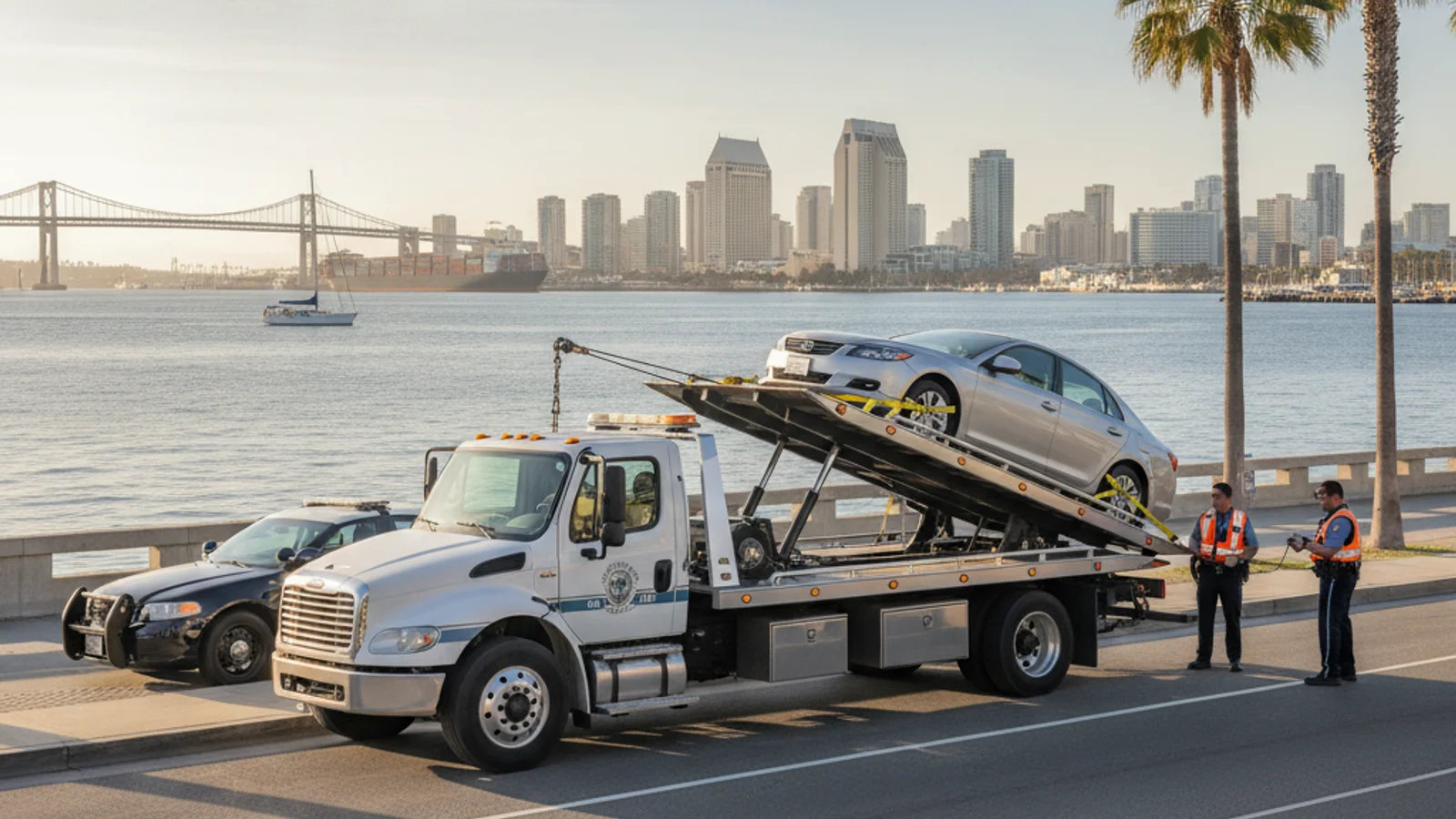 Car parked near the San Diego waterfront and Harbor Drive, an area patrolled by Port of San Diego Harbor Police